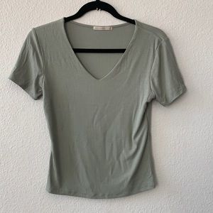 Active Wear - Moss Green V Neck Shirt - Size Large